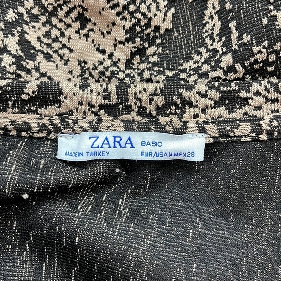 Zara Tan and Black Snakeskin Print Empire Waist 3/4 Sleeve Mini Dress - Picture 7 of 8